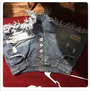 Blue jeans high wise shorts